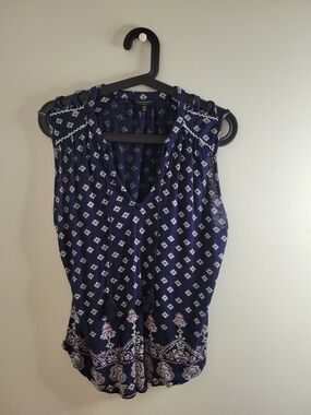 Lucky Brand Navy Blue Printed Sleeveless Tank